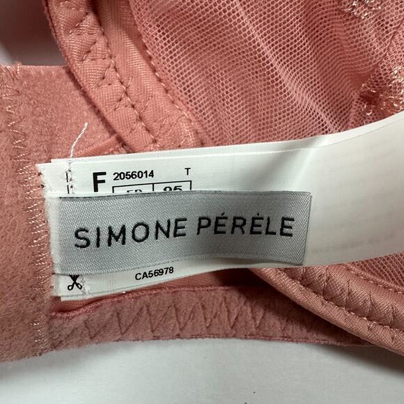 Simone Perele Bra 36F Peach Delice Sheer Plunge Underwire #12X319 Sexy Romantic - Picture 5 of 12